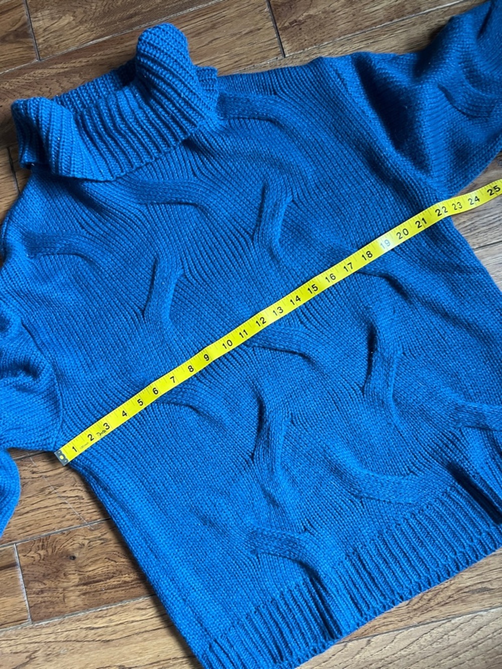 Simple Bright Blue Ribbed Turtleneck Sweater - Picture 3 of 4